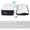 Air Mattress 18" Double-High Airbed with Built-in Pump Twin Black