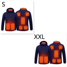 New Heated Jacket Coat USB Electric Jacket Cotton Coat Heater Thermal Clothing Heating Vest Men's Clothes Winter (Option: Blue Zone8 2PC-Set4)