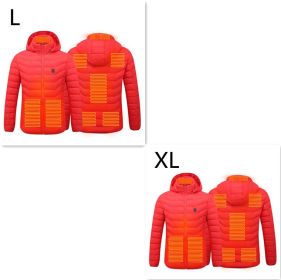 New Heated Jacket Coat USB Electric Jacket Cotton Coat Heater Thermal Clothing Heating Vest Men's Clothes Winter (Option: Red Zone8 2PC-Set8)