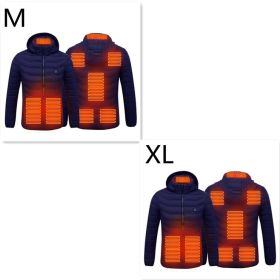 New Heated Jacket Coat USB Electric Jacket Cotton Coat Heater Thermal Clothing Heating Vest Men's Clothes Winter (Option: Blue Zone8 2PC-Set6)