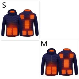 New Heated Jacket Coat USB Electric Jacket Cotton Coat Heater Thermal Clothing Heating Vest Men's Clothes Winter (Option: Blue Zone8 2PC-Set1)