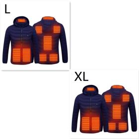New Heated Jacket Coat USB Electric Jacket Cotton Coat Heater Thermal Clothing Heating Vest Men's Clothes Winter (Option: Blue Zone8 2PC-Set8)
