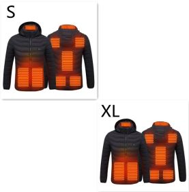 New Heated Jacket Coat USB Electric Jacket Cotton Coat Heater Thermal Clothing Heating Vest Men's Clothes Winter (Option: Black Zone8 2PC-Set3)