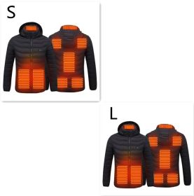 New Heated Jacket Coat USB Electric Jacket Cotton Coat Heater Thermal Clothing Heating Vest Men's Clothes Winter (Option: Black Zone8 2PC-Set2)
