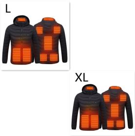 New Heated Jacket Coat USB Electric Jacket Cotton Coat Heater Thermal Clothing Heating Vest Men's Clothes Winter (Option: Black Zone8 2PC-Set8)