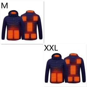 New Heated Jacket Coat USB Electric Jacket Cotton Coat Heater Thermal Clothing Heating Vest Men's Clothes Winter (Option: Blue Zone8 2PC-Set7)