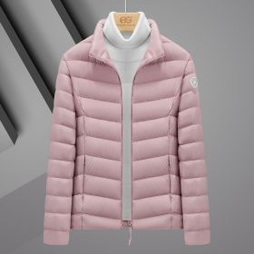 Plus Size Gray Duck Down Warm-keeping Cotton Clothing (Option: Light Pink Female Style-5XL)