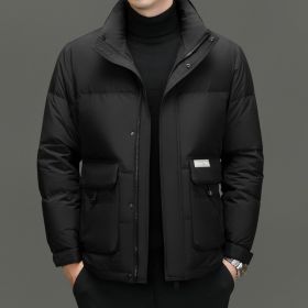 High Sense Stand-up Collar Down Jacket Men's Winter (Option: Black-170)