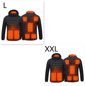 New Heated Jacket Coat USB Electric Jacket Cotton Coat Heater Thermal Clothing Heating Vest Men's Clothes Winter (Option: Black Zone8 2PC-Set9)