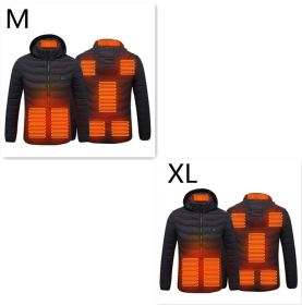 New Heated Jacket Coat USB Electric Jacket Cotton Coat Heater Thermal Clothing Heating Vest Men's Clothes Winter (Option: Black Zone8 2PC-Set6)