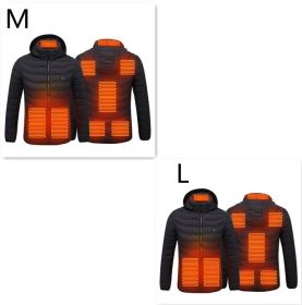 New Heated Jacket Coat USB Electric Jacket Cotton Coat Heater Thermal Clothing Heating Vest Men's Clothes Winter (Option: Black Zone8 2PC-Set5)
