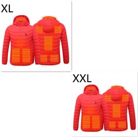 New Heated Jacket Coat USB Electric Jacket Cotton Coat Heater Thermal Clothing Heating Vest Men's Clothes Winter (Option: Red Zone8 2PC-Set10)