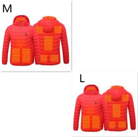 New Heated Jacket Coat USB Electric Jacket Cotton Coat Heater Thermal Clothing Heating Vest Men's Clothes Winter (Option: Red Zone8 2PC-Set5)