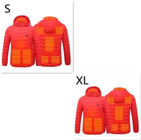 New Heated Jacket Coat USB Electric Jacket Cotton Coat Heater Thermal Clothing Heating Vest Men's Clothes Winter (Option: Red Zone8 2PC-Set3)