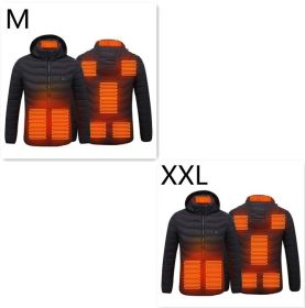New Heated Jacket Coat USB Electric Jacket Cotton Coat Heater Thermal Clothing Heating Vest Men's Clothes Winter (Option: Black Zone8 2PC-Set7)