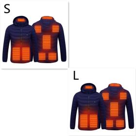 New Heated Jacket Coat USB Electric Jacket Cotton Coat Heater Thermal Clothing Heating Vest Men's Clothes Winter (Option: Blue Zone8 2PC-Set2)
