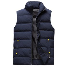 Men's Autumn Winter Vest Youth Slim Fit (Option: Dark Blue-XXL)